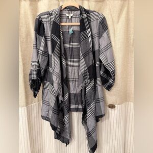 Maurices Black and Gray Checkered Cardigan